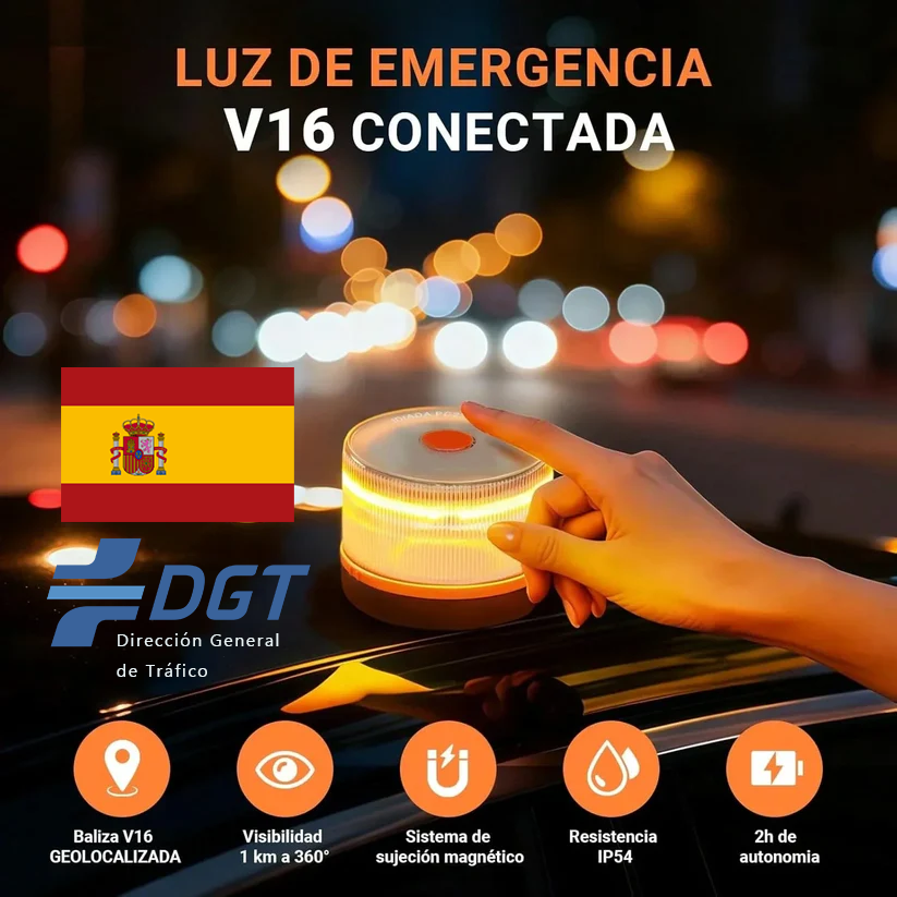 80% DE DESCUENTO⭐⭐Luz de Emergencia V16 DGT 3.0 – Aprobada 2026, Magnética IP54 – Cumple con la Normativa 2026