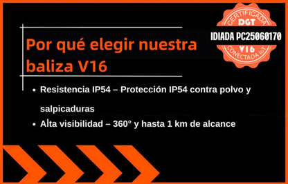 80% DE DESCUENTO⭐⭐Luz de Emergencia V16 DGT 3.0 – Aprobada 2026, Magnética IP54 – Cumple con la Normativa 2026